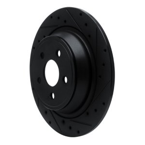 Ford Fusion Brake Rotor (1) - Rear Right - R1 Concepts - Drilled & Slotted - Black - `15-`24